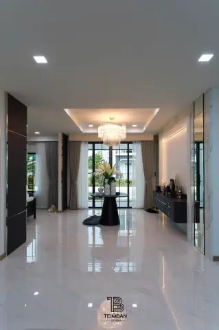 ห้องรับแขก · บ้านตัวอย่าง The Thames by สิรารมย์ โคราช
