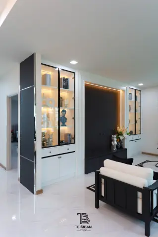 ห้องรับแขก · บ้านตัวอย่าง The Thames by สิรารมย์ โคราช