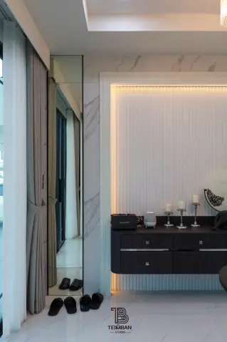 ห้องรับแขก · บ้านตัวอย่าง The Thames by สิรารมย์ โคราช