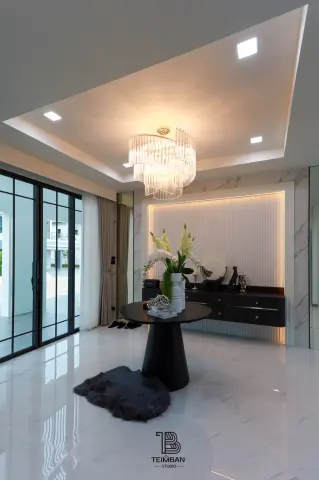 ห้องรับแขก · บ้านตัวอย่าง The Thames by สิรารมย์ โคราช